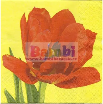 Papírový ubrousek Třívrstvý ubrousek na decoupage - tulipán červený