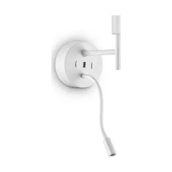 Bodové svítidlo Nástěnné svítidlo Ideal Lux SET UP MAP2 BIANCO 259819 E27 1x60W + LED 3W 220lm 3000K IP20 21cm bílé