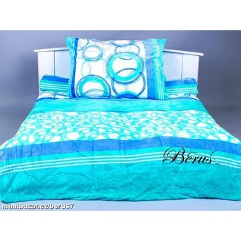 Povlečení POVLEČENÍ NA VELKOU POSTEL MIKROFLANEL PLYŠ KRUHY tyrkys