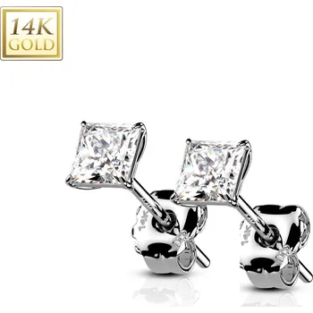 Náušnice Šperky4U Zlaté 14ti karátové náušnice s čirými zirkony - ZL-1001-04W