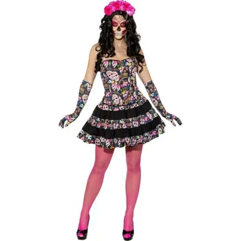 Karnevalový kostým Dámský korzet - Barevné lebky S