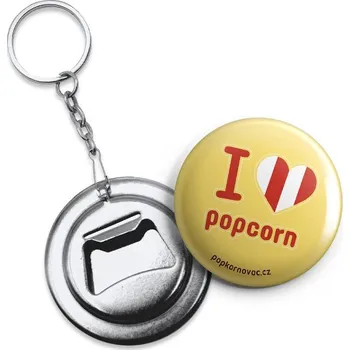 Klíčenka s otvírákem I love popcorn