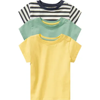 Dívčí oblečení lupilu® Dětské triko BIO, 3 kusy (62/68, pruhy/zelená/žlutá)