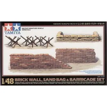 Plastikový model Brick Wall,Sand bag,Barricade set (Tamiya 1:48)