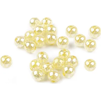 Korálek Plastové korálky s AB efektem Ø8 mm 10g Barva: žlutá sv.