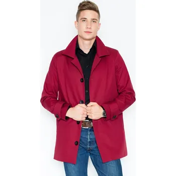 Pánský kabát Pánský kabát na knoflíky V028 VISENT Barva: Bordová, Velikost: S