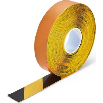 Výstražná páska Extra odolná značkovací páska s nájezdovou hranou šrafovaná 50 mm x 30 m - hladká - Žlutočerná