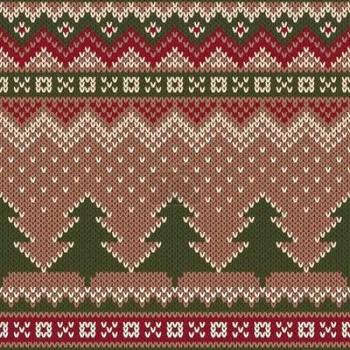 Softshell potisk , norský - pletený vzor, stromečky, béžový podklad, metráž, látka , funkční materiál