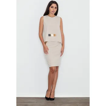 Elegantní sada halenka + sukně M584 FIGL Barva: Béžová, Velikost: L