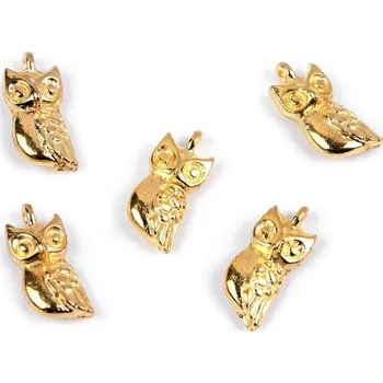 Přívěsek Kovový přívěsek / taháček na zip sova 3D, barva 2 (81533) zlatá sova