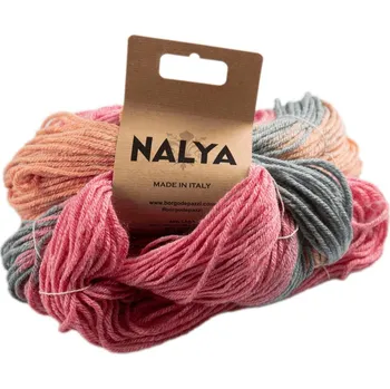 Příze Borgo de Pazzi Nalya 10 Šedá, Růžová, Oranžová (Objemová příze Nalya 10)