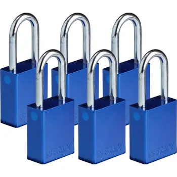 Visací zámek Hliníkový zámek s ocelovým okem SafeKey standard,modrá,6 ks