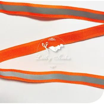 Reflexní neon oranžová páska našívací 15mm