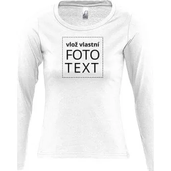 Dámské tričko Dámské tričko dlouhý rukáv kulatý výstřih s vlastním potiskem