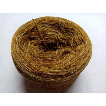 Příze Francouzská hořčice melír merino 3-nitka 1000m s viskozovou nitkou (Melírové klubko Francouzská hořčice merino)