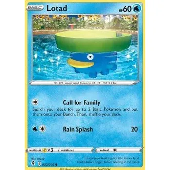 Sběratelská karetní hra Pokémon EVS 032/203 Lotad - Evolving Skies Stav: Near Mint, Verze: REVERSE HOLO