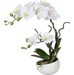 Umělá orchidej v květináči 42 cm bílá