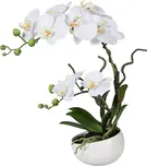 Umělá orchidej v květináči 42 cm bílá
