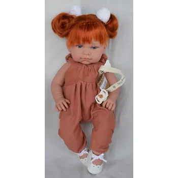Panenka Realistické miminko - holčička - Marina v hnědých manšestrových lacláčích od firmy Lamagik (Realistická miminka ze Španělska)