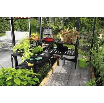 Zahradní stůl Stůl Vitavia hliníkový 121 x 54 x 76 cm dvoupodlažní černý