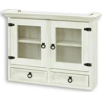 Komoda Rustikální závěsná vitrína WHITE HOME COS09 Barevné provedení: Bílý vosk K17 - Bílý vosk K17