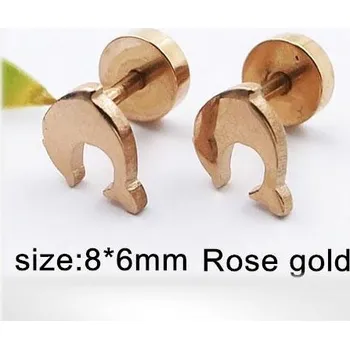 Náušnice Náušnice delfín - ocelové - Hmotnost: 1.7 g, 8*6mm, Růžová PVD vrstva