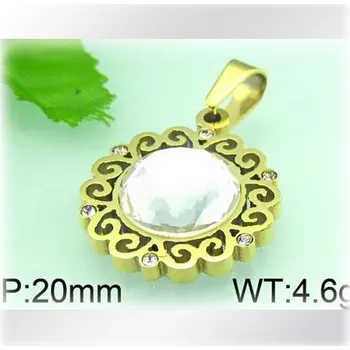 Přívěsek Ocelový přívěsek ve zlaté barvě - kruhový a zdobený