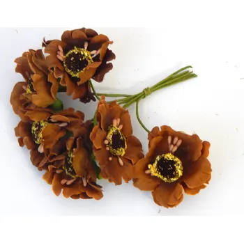 umělá květina Dekorace na drátku, umělé květiny, HNĚDÉ, 10 svazků