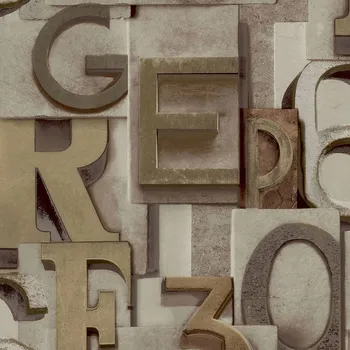 Tapeta Vliesová tapeta na zed, 3D číslice a písmena WL2301, Wanderlust, Grandeco