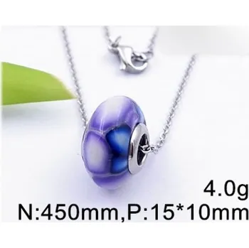 Přívěsek Modro-fialový korálek - ocelový přívěsek s řetízkem 45cm