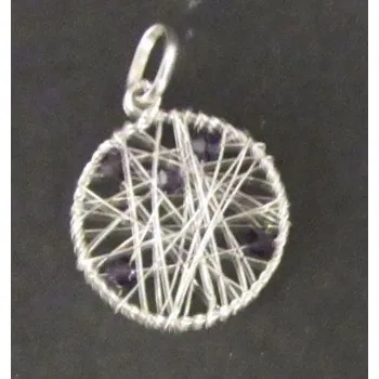 Přívěsek Opletený kruh - černý - stříbrný přívěsek