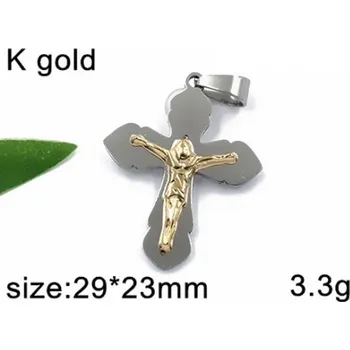 Přívěsek Kříž s Ježíšem Kristem - 29x23mm - ocelový přívěsek