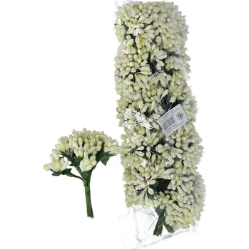 umělá květina Květinový svazek, umělé PESTÍKY, krémové, 8cm, 12svazků