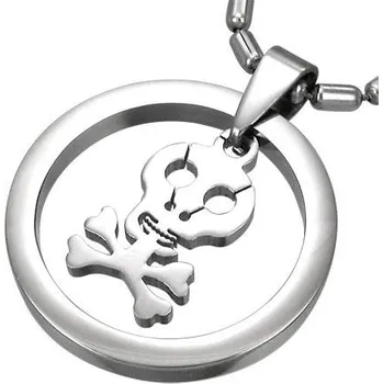 Přívěsek Lebka v kruhu - varianta 2 - ocelový přívěsek