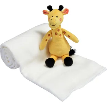 Dětská deka Bebe doucer Deka s plyšákem, bílá barva, 80 x 100 cm