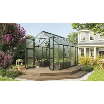 Skleník Skleník Vitavia Olymp 9900 polykarbonát 4 mm 257 x 386 cm zelený vč. základového rámu