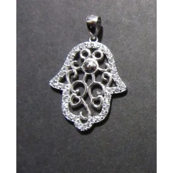 Přívěsek Ruka fatimy - přívěsek ze stříbra vykládaný umělými mikrozirkony
