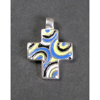 Přívěsek Barvený křížek - stříbrný přívěsek