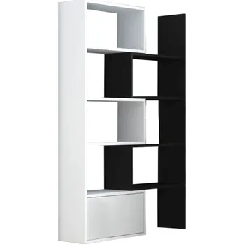 Knihovna Variabilní regál, bílá / černá, ASTA