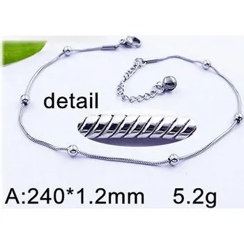 Řetízek Náramek na kotník s kuličkami 24cm ocelový