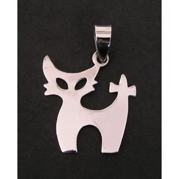 Přívěsek Silueta stylizované kočky - varianta 2 - stříbrný přívěsek