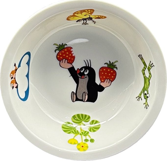Thun 1794 Dětská porcelánová miska Krtek a jahody, průměr 135 mm, THUN 1794, 1 ks