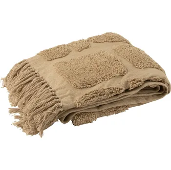 Přehoz na lůžko Béžový pléd s třásněmi Sidney - 123*192 cm