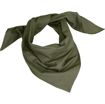Šátek Šátek army Bandana olivová (Maskovací šátek kolem krku, na obličej. Kvalitní jednobarevný šátek ze 100% cottonu. Má čtvercový tvar o rozměru 55x55cm a potisk umožňuje složení do trojúhelníku nebo čelenky.)