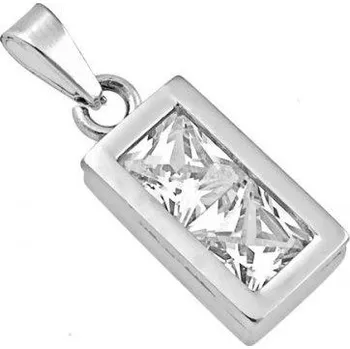 Přívěsek Obdélník s bílou výplní - ocelový přívěsek