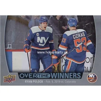 Sběratelská karetní hra insert karta RYAN PULOCK 19-20 Overtime Winners číslo OW-18
