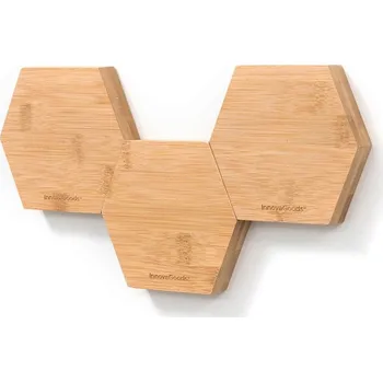Stojan na nože InnovaGoods Magbu bambusové magnetické lepící hexagony 3 ks