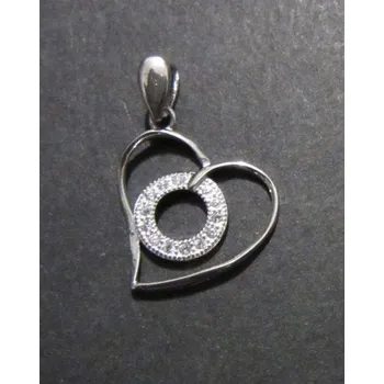 Přívěsek Zdobený kroužek v srdci - stříbrný přívěsek