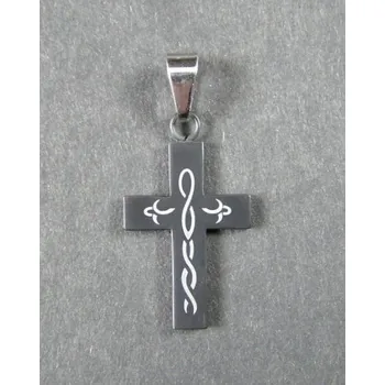 Přívěsek Křížek s černou povrchovou úpravou - ocelový přívěsek / přívěsek z oceli (Ocelový křížek s černou povrchovou úpravou)