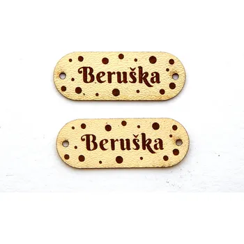 Nášivka N123, Nášivky, Beruška, obdélník, oblé rohy, EKO kůže světlá, 38x14mm, 1ks